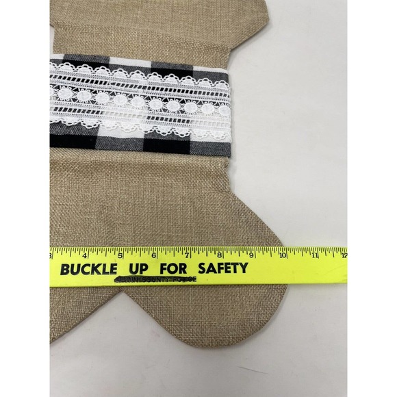 Senneny Pet Dog Christmas Stocking Burlap Lace Black White Check NEW Bone - Picture 3 of 8